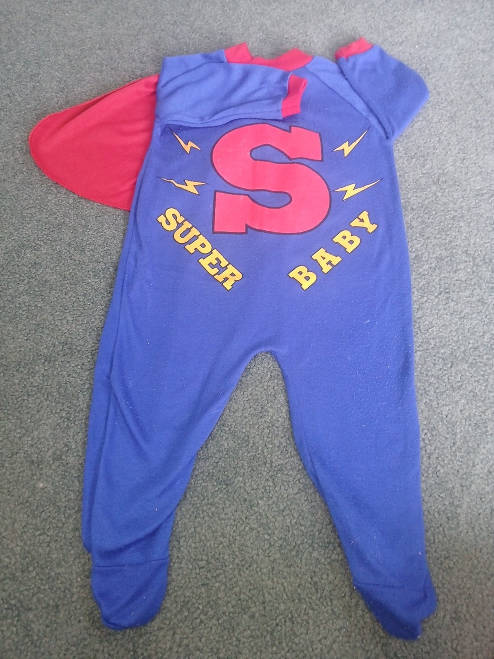 Vintage DC Comics Blue & Red "Super Baby" One-Piece Footie